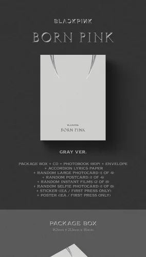 Vista 2 de BLACKPINK BORN PINK - 2º álbum de caja de álbum versión CD+Photobook+papel de letras de acordeón+tarjeta fotográfica grande+postal+película