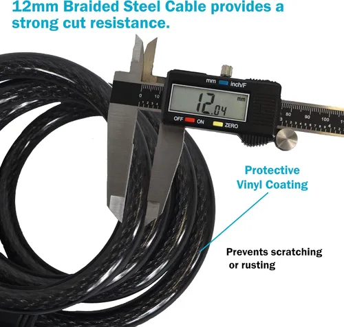 Vista 3 de Lumintrail Combinación de cable de bloqueo de bicicleta para accesorios de bicicleta, cerraduras de bicicleta de 10 pies, resistentes, antirrobo