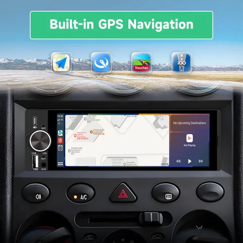 Vista 5 de Estéreo de coche de un solo DIN, CarPlay de 6.36 pulgadas y radio con pantalla táctil IPS Android Auto con Bluetooth con cámara de respaldo