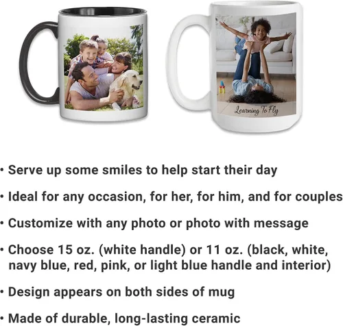 Vista 5 de Let's Make Memories Taza de fotos personalizada con mensaje, taza de café personalizada, ilustraciones para niños o tu foto y texto, para ella