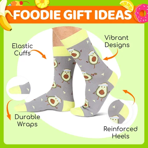 Vista 2 de Zmart Funny Gifts for Men - Pineapple Avocado Socks for Teens, Popcorn Sushi Sauce Socks