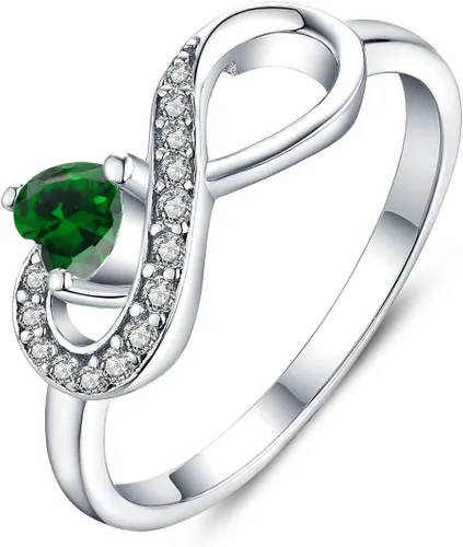 Vista 75 de Anillo Jo Wisdomo de compromiso. de plata esterlina, con corazón e infinito, anillo de amistad, para ella