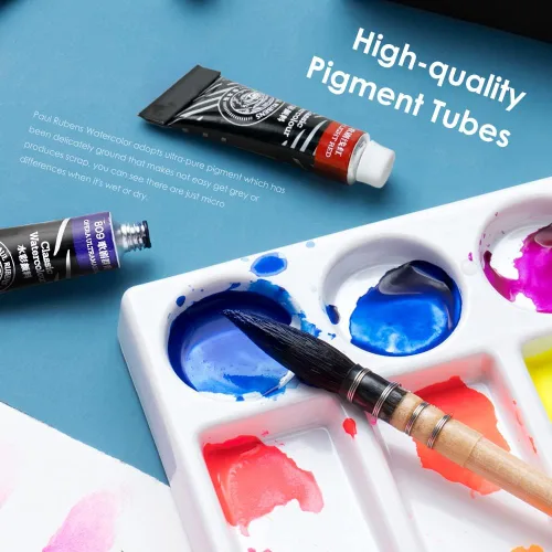 Vista 8 de Paul Rubens Pintura de acuarela 14 colores neón vibrantes, tubos de acuarela de 5 ml cada tubo, suministros de arte para pintura de acuarela, cómic