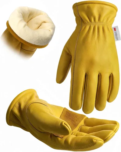 Vista 12 de DULFINE Cowhide Leather Gardening Work Gloves for Men 1/3/12 Pairs