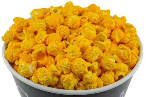Vista 3 de Signature Popcorn - Cubo de plástico reutilizable gourmet de 1 galón Blue Chicago Skyline - Palomitas de maíz de queso cheddar - Regalo