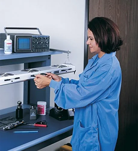 Vista 3 de DESCO 73613 Smock Statshield Labcoat con puños, 39-12 pulgadas de largo, grande, azul