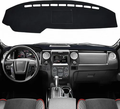 Vista 15 de SPEEDWOW Tapete para cubierta de tablero de instrumentos compatible con Ford F150 1997-2003 sin sensor climático/sensor de luz