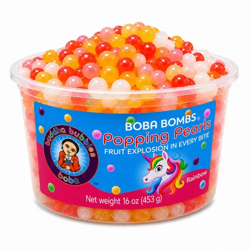 Vista 19 de Buddha Bubbles Boba - Perlas de Boba para reventar/estallar de primera calidad/Bombas de Boba / cobertura de postre (perlas de arándano)