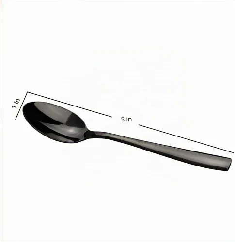 Vista 3 de Teyyvn Juego de 8 cucharas de café negras de acero inoxidable, mini cucharas