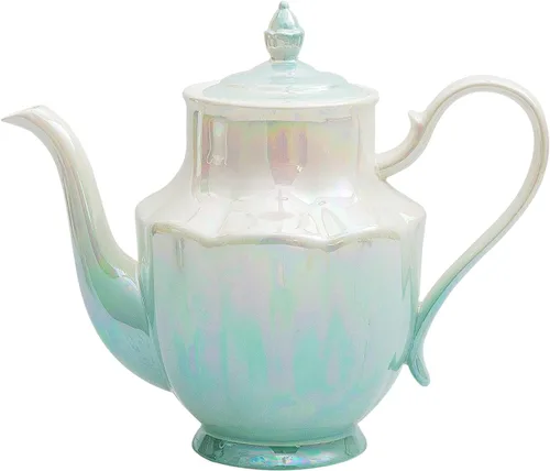 Vista 13 de Tetera de cerámica Agyiuns, tetera de porcelana con tapa, 38.8 Oz para té, leche, café, té de flores (Azul)