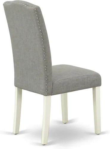 Vista 8 de East West Furniture ANEN3-LWH-06 - Juego de mesa de cocina de 3 piezas contiene una mesa de comedor redonda con pedestal y 2 sillas de comedor