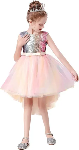 Vista 18 de Disfraz de princesa de lentejuelas de unicornio para niñas, disfraz de Halloween, fiesta de Navidad, boda, cumpleaños