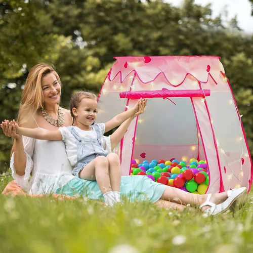 Vista 2 de Princess Pop Up - Tienda de campaña y luces para niños, juguete para piscina de pelotas para niños, 48 x 36 pulgadas