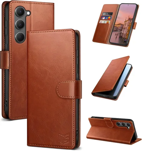 Vista 13 de SUANPOT Funda tipo cartera para Samsung Galaxy S23 5G con bloqueo RFID, soporte para tarjetas de crédito, cubierta protectora de cuero PU tipo libro