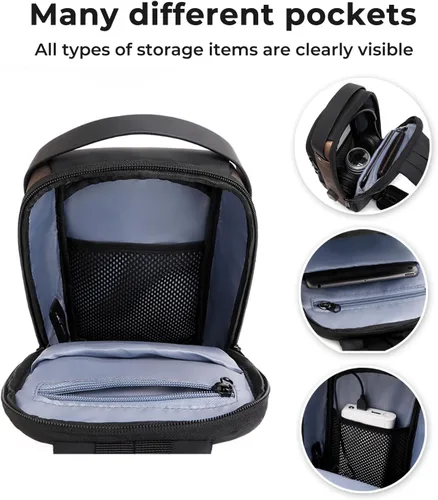 Vista 4 de Bolso bandolera para hombre Bolso cruzado antirrobo - Bolso bandolera de piel sintética - Bolsa de pecho para uso diario