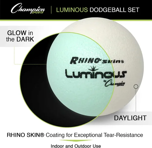 Vista 3 de Champion Sports Rhino Skin Luminous Dodgeball Set
