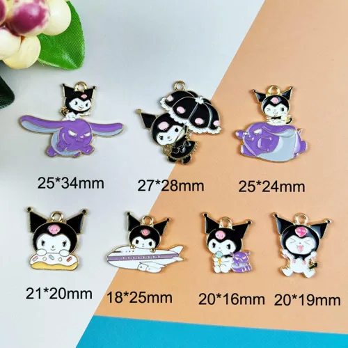 Vista 3 de 40 dijes de animales Kawaii de dibujos animados de anime, para pulseras, collares, aretes, joyería, manualidades, 8 estilos, Acero aleado, No es una