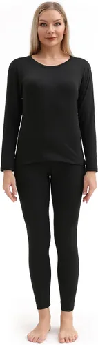 Vista 2 de Ropa interior térmica para mujer ultrasuave, pantalones largos, camiseta, capa base, conjunto para esquí, para invierno, cálido