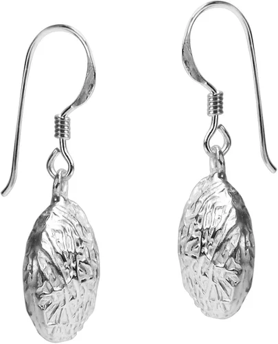 Vista 2 de Botón redondo con relieve estilo plata de ley 925. Dangle Earrings