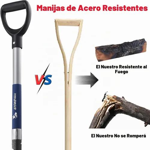 Vista 3 de Tenedor de excavación de 4 dientes, horquilla de excavación de jardín de acero forjado con mango D-Grip 41