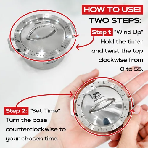 Vista 4 de FORJARS Temporizador de cocina mecánico para cocinar, temporizadores manuales de 60 minutos con alarma fuerte, no requiere baterías, ideal