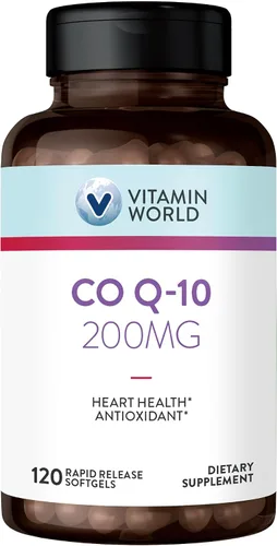 Vista 8 de Vitamin World Cápsulas blandas CoQ10 de 200 mg, suplementos de coenzima Q10 para apoyo antioxidante, salud cardíaca y producción de energía, sin