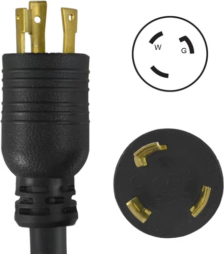Vista 2 de Conntek 20570: Cable de extensión de generador de estilo de bloqueo L5-30 de 30 amperios negro de 10 pies