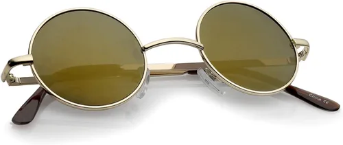 Vista 5 de zeroUV Pequeñas gafas de sol redondas de metal coloreadas estilo retro Lennon 134.5 ft m Dorado/ámbar