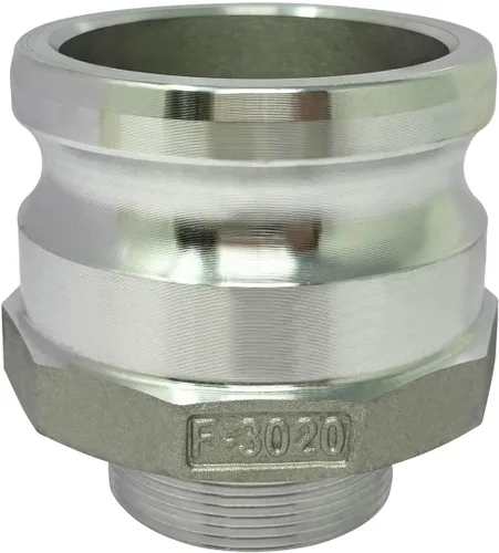 Vista 13 de Gloxco Tipo F de aluminio leva y ranura de montaje, adaptador Camlock macho de 2" x 2" NPT macho (CAM-20-F-AL)