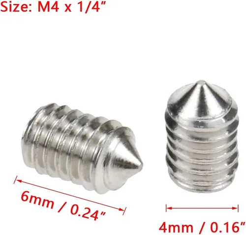 Vista 2 de Sscon 100 tornillos de acero inoxidable 304 M4 x 0.236 in 304 Tornillos sin cabeza Tornillos hexagonales