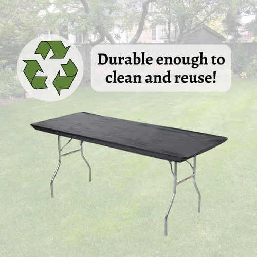 Vista 6 de Kwik-Covers Protectores para mesa rectangulares, de 6 pies, de plástico, de 30 x 72 pulgadas. Paquete de 5 unidades., Negro