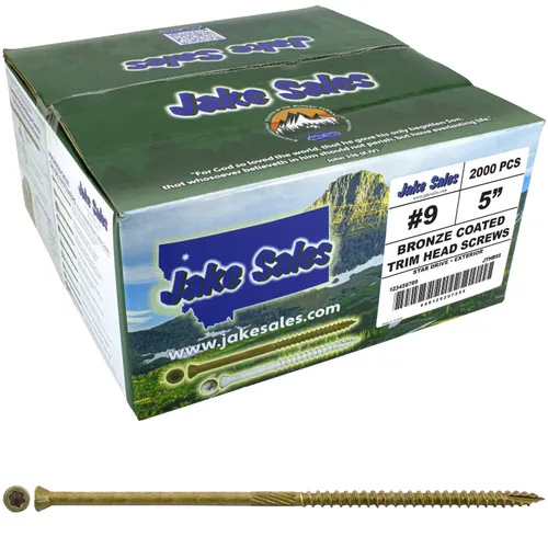 Vista 36 de Jake Sales Tornillo de madera multiusos con revestimiento de bronce de 1-5/8 pulgadas, cabeza torx/Star Drive Trim Head