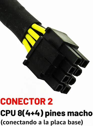Vista 3 de CPU, 8 pines macho a CPU, 8 (4+4) pines macho EPS-12V, cable adaptador de alimentación para la fuente de alimentación modular EVGA