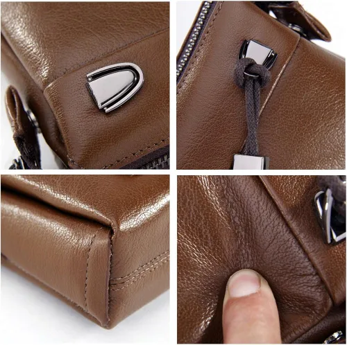 Vista 8 de SIMU - Bolso de mano para hombre, de piel auténtica, de gran capacidad, suave