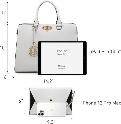 Vista 4 de Dasein Bolsos de Mano para Mujeres Carteras Bolsos de Trabajo para Damas Cartera Satchel Tote con Asa Superior Bolsos de Hombro con Clutch a Juego