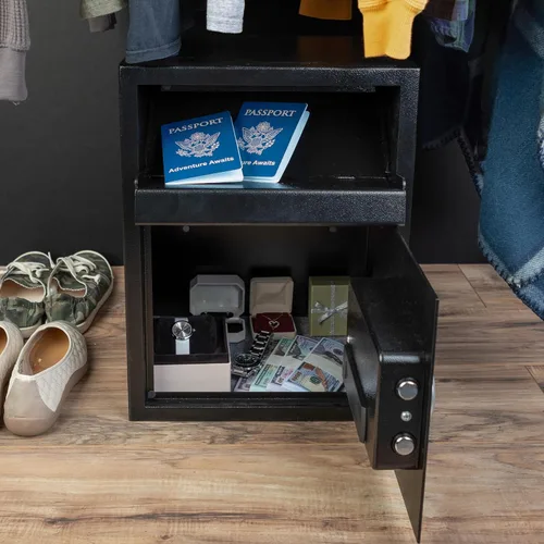 Vista 7 de Paragon Safes - Caja fuerte electrónica con teclado digital y 2 llaves de anulación manuales para dinero en efectivo o seguridad en el hogar (negro)