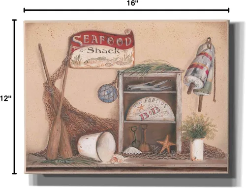 Vista 3 de Epic Graffiti 'Seafood Shack' por Pam Britton, arte de pared en lienzo, 16 x 12 pulgadas