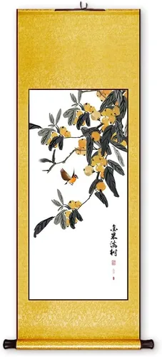 Vista 12 de Xzhipeng Pergamino Pintura colgante vertical Flor pájaro Pintura china Porche Pasillo Pasillo Pintura colgante Pergamino Sala de estar Comedor