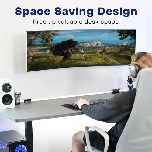 Vista 8 de VIVO Soporte de pared para monitor ultra ancho de movimiento completo, se adapta a pantallas ultra anchas de hasta 49 pulgadas y 44 libras, brazo