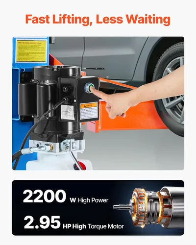 Vista 4 de VEVOR - Elevador de vehículos con dos columnas, capacidad de 12,000 libras (5443.1 kg), motor potente de 2.95HP, elevador automático de 220V