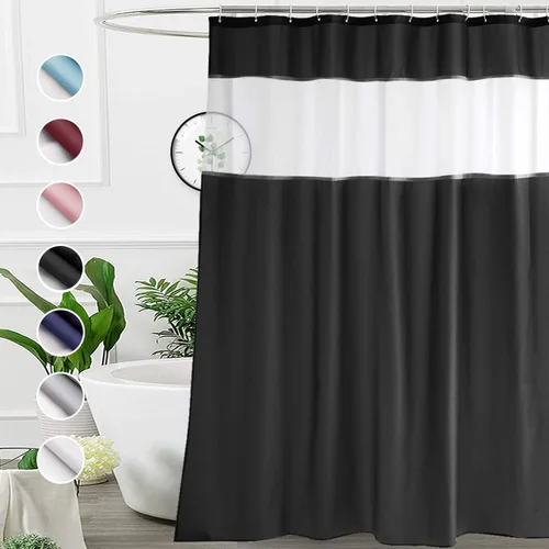Vista 13 de UFRIDAY - Cortina de ducha de tela moderna en negro y blanco, 48 x 72 pulgadas, cortina de ducha de tela para baño y bañeras, lavable a máquina