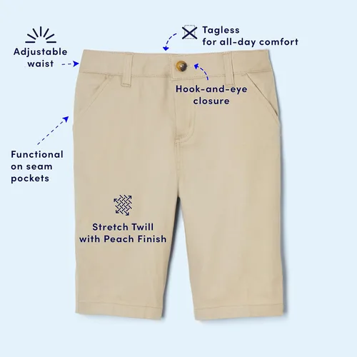 Vista 3 de French Toast Bermudas de sarga elástica con cintura ajustable para niña