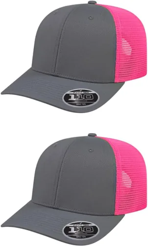 Vista 99 de Cap America i8502 Flexfit 110 Premium - Gorra de camionero de perfil medio con 6 paneles de malla trasera con protección UV y cierre ajustable