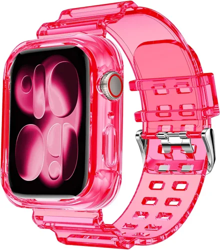 Vista 68 de DABAOZA - Correa transparente compatible con Apple Watch de 1.772 in y 1.732 in, con purpurina transparente Women Men,Glitter Bling TPU