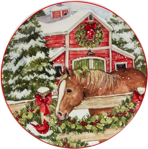 Vista 3 de Certified International Homestead Christmas - Juego de 4 platos de postre/ensalada de 9 pulgadas
