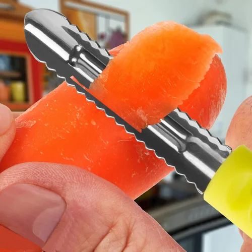 Vista 2 de Pelador de verduras y frutas ideal para frutas verduras como zanahorias y patatas puede quitar las escalas mango ergonómico para mayor seguridad