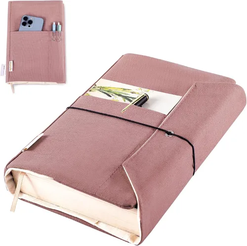 Vista 10 de Fundas de libro de lienzo, protector de libro lavable, funda de libro para novelas de tapa blanda, funda de libro ajustable para tapa dura