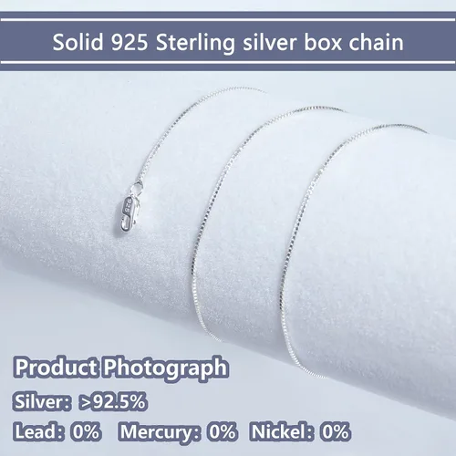 Vista 2 de Cadena de plata de ley 925 de 0.031 in delicada cadena de caja Cadena de collar italiano Pequeña, delgada y fuerte, precio y calidad amistosos