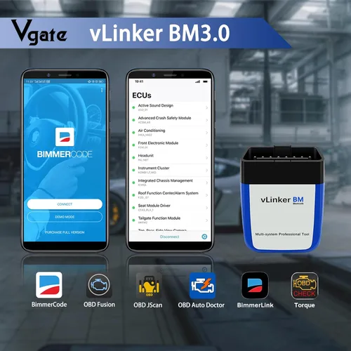 Vista 5 de Vgate vLinker BM3.0 Bluetooth OBD2 herramienta de diagnóstico Bimmercode, lector de código para BMW, compatible con Android y Windows