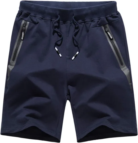 Vista 2 de CRYSULLY Pantalones cortos de algodón para hombre con bolsillos con cremallera